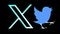 Twitter logo change. New and old Twitter logo isolated on black background