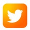 Twitter logo icon bird vector in orange gold element on white background