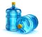 Two 19 liter or 5 gallon plastic drink water bottles