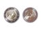 Two 2 euro coin money obverse reverse Latvian Republic new