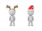 Two 3D Characters, one is wearing reindeer antlers the other santa hat