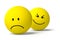 Two 3D emoji characters sad and malicious