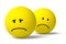 Two 3D emoji characters sad and unhappy