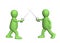 Two 3d persons - puppets, fencing swords