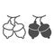 Two acorns line and solid icon, Thanksgiving Day concept, oak branch sign on white background, two acorn icon in outline