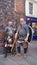 Two actors posing as Vikings in the centre of York, Northern England