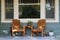 Two adirondack chairs porch