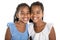 Two Adorable african twin girl on studio white background