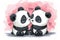 Two Adorable Cartoon Pandas Sharing a Tender Moment With Hearts
