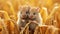 Two adorable little mice exploring and enjoying the lush golden wheat field on a sunny day