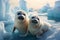 two adorable white baby harp seals