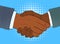 Two afro american businessmen shake hands vector illustration in retro pop art style