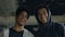Two afro-american friends in hoodie laughing together, black teenage buddies
