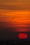 Two airplanes silhouette , landing at the sunset