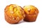 Two almond muffin cakes white background