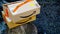 Two Amazon boxes abandoned on a marble block with the distinctive smile logo. the largest e-commerce