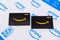 Two Amazon gift cards on Amazon Prime plastic padded shipping envelope