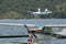 Two Amphibious seaplane landing on Lake Casitas, Ojai, California