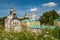 Two ancient churches of the Elizabethan Church and the Assumption Cathedral in the Dmitrov Kremlin. Dmitrov.