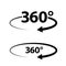 Two angle 360 degrees sign icons geometry math symbol full rotation