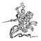 Two Anglo-Saxon Warriors on Horseback vintage illustration