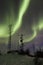 Two antennas under two aurora arcs