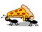 two ants carrying pizza stock vector