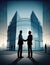 Two architects men handshaking closing business Generative AI Illustration