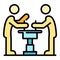 Two arm wrestle icon color outline vector