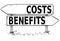 Two Arrow Sign Drawing of Costs or Benefits Decision