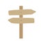 Two arrows showing in opposite directions. Wooden plank signboard. Signpost with place for message. Direction Wooden