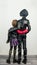 Two articulated puppets man and woman doll