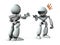 Two artificial intelligence robots are quarreling.