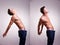 Two artistic portraits of young topless man