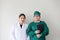 Two asian medical workers Smile. Portrait of asian doctor