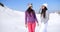 Two attractive women friends at a ski resort