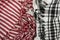 Two background texture, pattern. Scarf. The Palestinian keffiyeh checkered red and white against black and white scarf