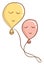 Two balloons with an exclamation mark are floating with closed eyes and in a relaxed mode vector color drawing or illustration