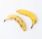 Two bananas over a white background