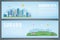 Two banners with City landscape and suburban landscape. Building architecture, cityscape town. Vector