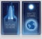 Two banners for space travels with space shuttle and Earth