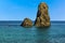 Two Basalt Stacks offshore at Aci Trezza, Sicily