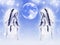 Two beautiful archangels with Moon like Lunar angels concept