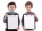 Two beautiful boys student with notepad