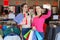 Two beautiful girls makes selfie in a shopping centre