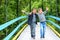 Two beautiful little guys running along the bridge in the Carpathians