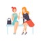 Two Beautiful Women Friends Sitting on Bench and Talking, Female Friendship Vector Illustration