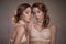 Two beautiful women in vintage lingerie