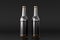 Two beer bottles 500ml mock up on black background