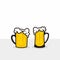 Two beer on the different glass type cartoon illustration design